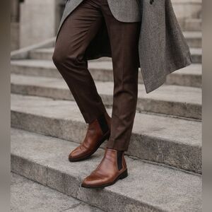 Sandro Rich Whiskey Brown Nappa Leather Chelsea Boots size 41/11 US Mens